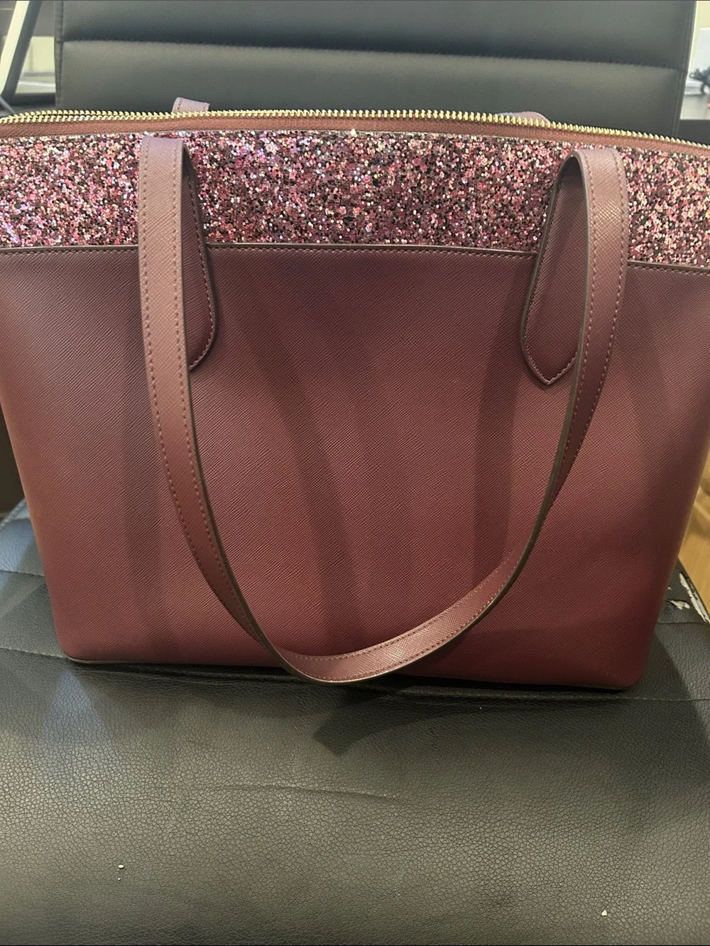 kate spade Burgundy Tote with Sparkle Trim